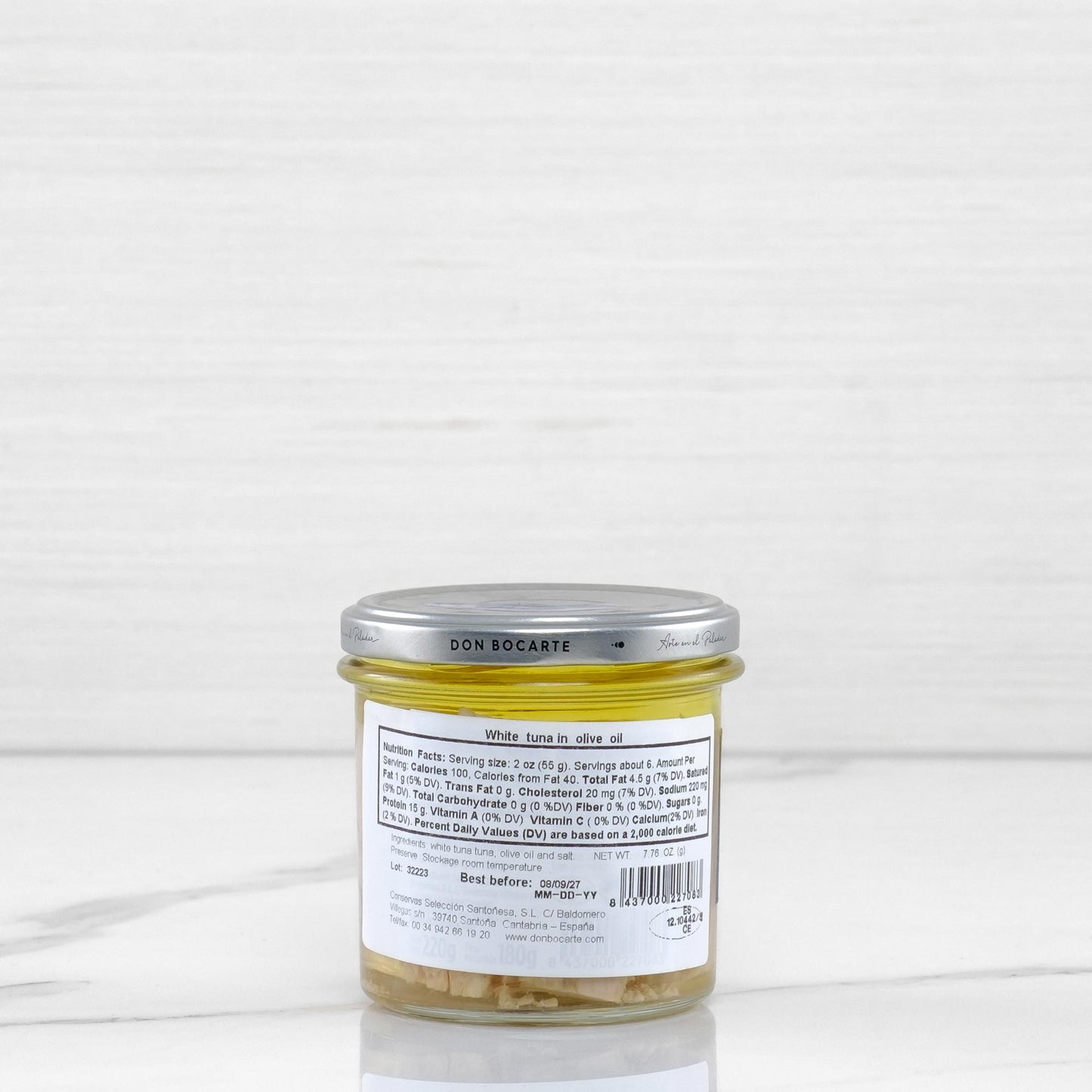 Cantabrian White Tuna in Olive Oil Jar Don Bocarte Derramar Imports